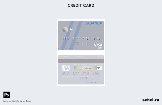 цифровая загрузка шаблона дебетовой карты Visa Abanca Португалии